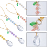 5Pcs Glass Round & Acrylic Flower Pendant Decorations HJEW-DC00106-4