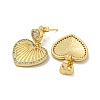 Heart Brass Pave Clear Cubic Zirconia Stud Earrings EJEW-N054-41G-2