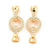 Rack Plating Brass Micro Pave Clear Cubic Zirconia Fold Over Clasps KK-M261-25G-1