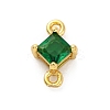 Brass Cubic Zirconia Rhombus Connector Charms KK-F894-12G-02-1
