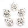 Tibetan Style Alloy Flat Round with Star Charms TIBEP-5248-AS-FF-1