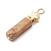 Natural Crazy Lace Agate/Map Stone/Flower Amazonite/Wood Lace Stone Rectangle Pendants PALLOY-JF02971-4
