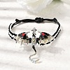 Pterosaur Alloy Enamel & Rhinestones Link Bracelets BJEW-A165-01B-1