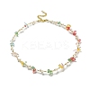 Vacuum Plating Natural & Synthetic Mixed Gemstone Chips & Plastic Pearl Beaded Necklace NJEW-B094-04G-2