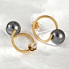 304 Stainless Steel Natural Shell Pearl Stud Earrings EJEW-G423-21G-2