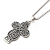 Viking 201 Stainless Steel Black Enamel Box Chain Trinity Knot Cross Pendant Necklaces for Men NJEW-S003-07P-2