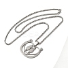 Non-Tarnish Horse Shoes with Couple 201 Stainless Steel Pendant Necklaces for Women and Men NJEW-F324-04P-2