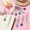 Dog Paw Print Alloy Enamel Pendant Bookmarks AJEW-JK00304-2