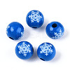 Christmas Spray Painted Schima Wood Beads WOOD-T032-35C-1