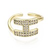 Brass Micro Pave Clear Cubic Zirconia Cuff Rings RJEW-S044-114-NF-3