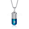 Two Tone 316L Stainless Steel Pill with Cross Urn Ashes Pendant Necklace with Cable Chains BOTT-PW0001-010PBU-1
