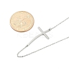 304 Stainless Steel Religion Curved Cross Pendant Cable Chain Necklaces for Women NJEW-P320-13P-5