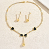 Heart-shaped Brass Cubic Zirconia Necklaces & Earrings Sets for Women UE8340-2