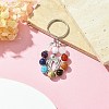 7 Chakra Gemstone Bead Pendant Keychain with Tibetan Style Alloy Charm KEYC-JKC00539-04-4