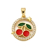 Brass Micro Pave Cubic Zirconia Pendants KK-V009-15G-01-1