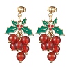 Cherry Alloy Enamel and Carnelian Beads  Studs Earring EJEW-TA00445-1
