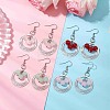4 Pairs Brass & Glass & 304 Stainless Steel Dangle Earrings EJEW-JE06258-1