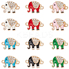 24Pcs 6 Colors Alloy Crystal Rhinestone Connector Charms ALRI-SC0001-40-1