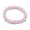 Natural Rose Quartz Bead Stretch Bracelets X-BJEW-K212-A-045-6