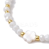 Flower Natural Shell & Glass Beaded Stretch Bracelet BJEW-JB10184-02-3