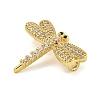 Rack Plating Brass Pave Clear & Black Cubic Zirconia Dragonfly Links Connector Charms KK-Z053-15G-2