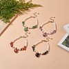 4Pcs 4 Style Natura Mixed Gemstone & Shell Beaded Bracelets Set with Heart Charms for Women BJEW-TA00242-7