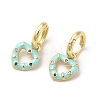 Heart Real 18K Gold Plated Brass Dangle Hoop Earrings EJEW-L268-038G-02-1