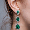 3 Pairs 3 Colors Glass Teardrop Dangle Stud Earrings with Rhinestone EJEW-AN0003-98-4