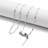 Adjustable 304 Stainless Steel Dapped Chain Necklaces NJEW-K270-02P-1