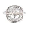 Brass Micro Pave Cubic Zirconia Adjustable Ring Components KK-CBAC351-03P-1