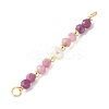 Faceted Round Natural Ruby & Pink Tourmaline & Potato Natural Cultured Freshwater Pearl Beaded Connector Charms PALLOY-JF03531-09-3