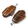 Natural Tiger Eye Carved Pendants G-K369-01P-03-2