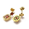 Ion Plating(IP) 304 Stainless Steel Micro Pave Cubic Zirconia Dangle Stud Earrings EJEW-H018-04G-02-2