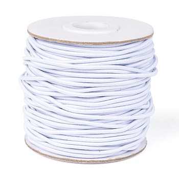 Round Elastic Cord, with Nylon Outside and Rubber Inside, White, 2mm, about 43.74 yards(40m)/roll