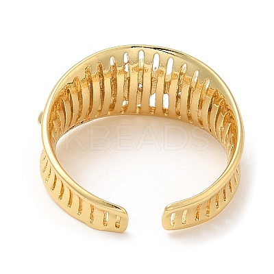 Rack Plating Brass Rhombus Open Cuff Ring RJEW-D008-03G-1