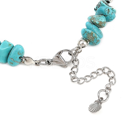 5Pcs 5 Styles Dyed Synthetic Turquoise Starfish & Natural White Moonstone & Lapis Lazuli & Flower Amazonite & Rose Quartz Chip Beaded Anklets with 304 Stainless Steel End Chains AJEW-AN00733-1