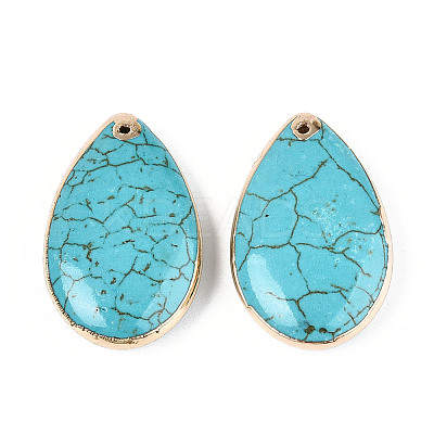 Dyed Synthetic Turquoise Teardrop Pendants LS-TURQ-T004-18-1