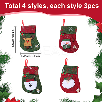 12Pcs 4 Styles Cloth Christmas Stocking Gift Bag Pendant Decoration FIND-SP0020-60A-1
