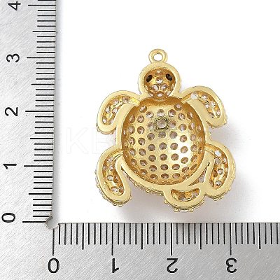 Rack Plating Brass Micro Pave Clear Cubic Zirconia Pendants KK-G515-66G-02-1