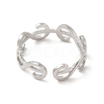 Non-Tarnish 304 Stainless Steel Initial Letter S Open Cuff Ring for Women RJEW-E066-10P-1