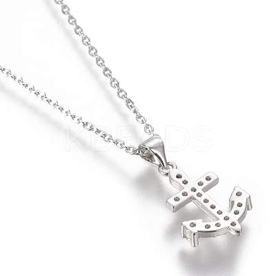 Brass Micro Pave Cubic Zirconia Pendant Necklaces NJEW-I230-09-1