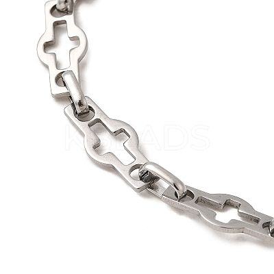 2Pcs 2 Styles 304 Stainless Steel Hollow Cross-Linked Chain Bracelets for Couple BJEW-JB12293-1