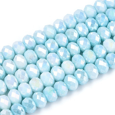 Anti-Tarnish Electroplate Rondelle Glass Beads Strands EGLA-T021-6mm-17-07-1