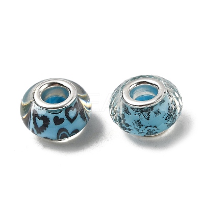 Printed Transparent Resin European Beads RESI-C063-03G-1