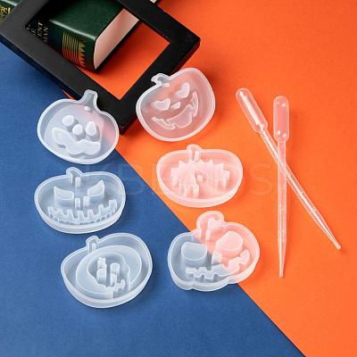 Halloween DIY Pumpkin Jack-O-Lantern Pendant Silicone Molds DIY-LS0001-16-1