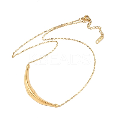304 Stainless Steel Cattle Horn Pendant Necklaces NJEW-C101-02G-1