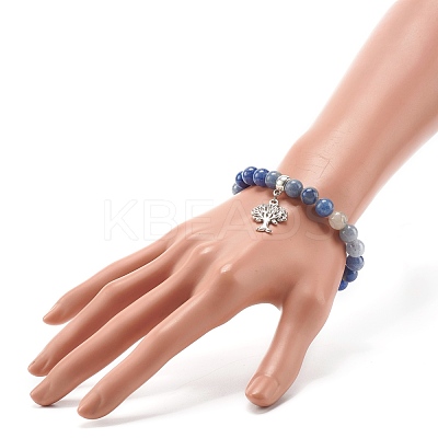 Natural Mixed Stone Round Beads Stretch Bracelet for Girl Women BJEW-JB06930-1