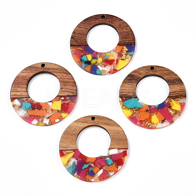 Transparent Resin & Walnut Wood Pendants RESI-TAC0017-74-A07-1