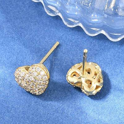 Brass Micro Pave Clear Cubic Zirconia Stud Earrings EJEW-G471-31G-03-1