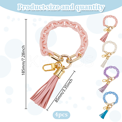4Pcs CCB Plastic & Acrylic Pendant Decoration HJEW-GO00098-1